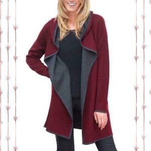 Blanc Noir Burgundy Hooded Cardigan